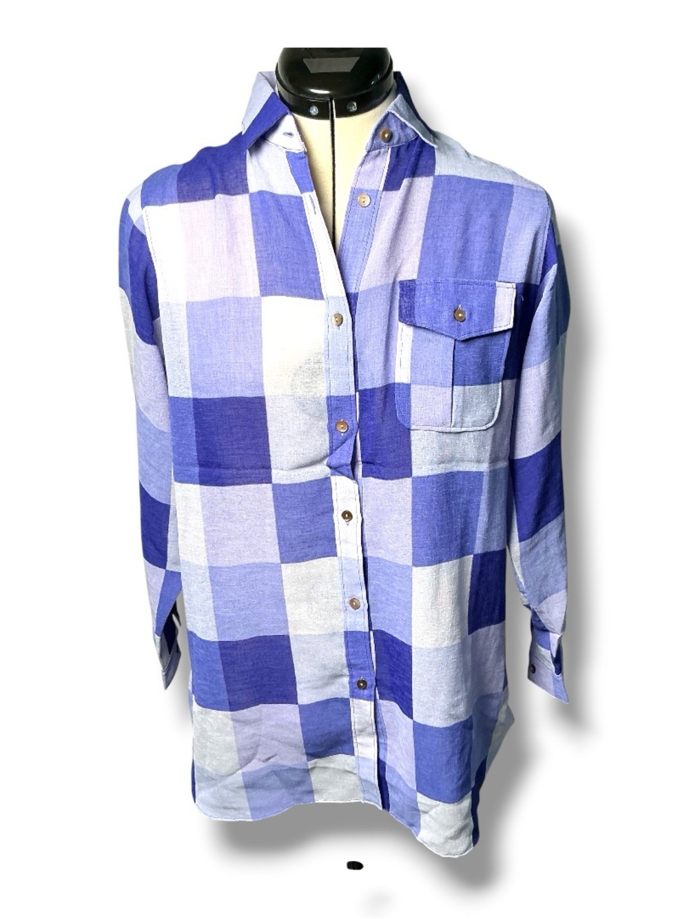 Women's purple Plaid Button-Down Shirt - Relaxed Fit